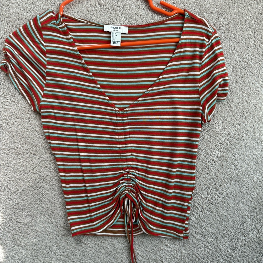 Orange Ruched Crop Top
